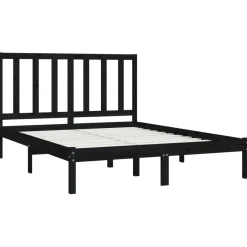 Rama łóżka czarna lite drewno sosnowe 140x190 cm