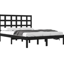 Rama łóżka czarna lite drewno 200 x 200 cm