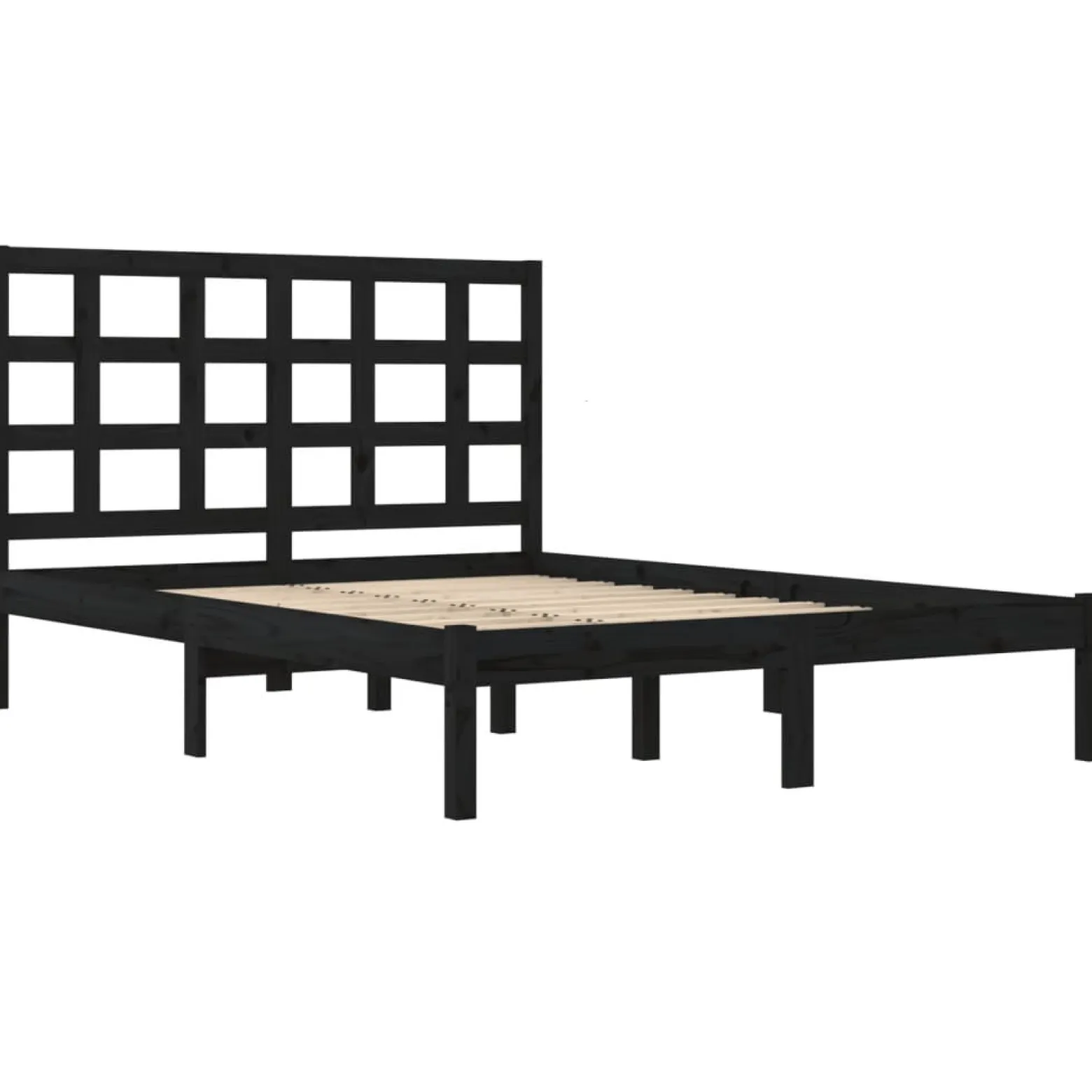 Rama łóżka czarna lite drewno 200 x 200 cm