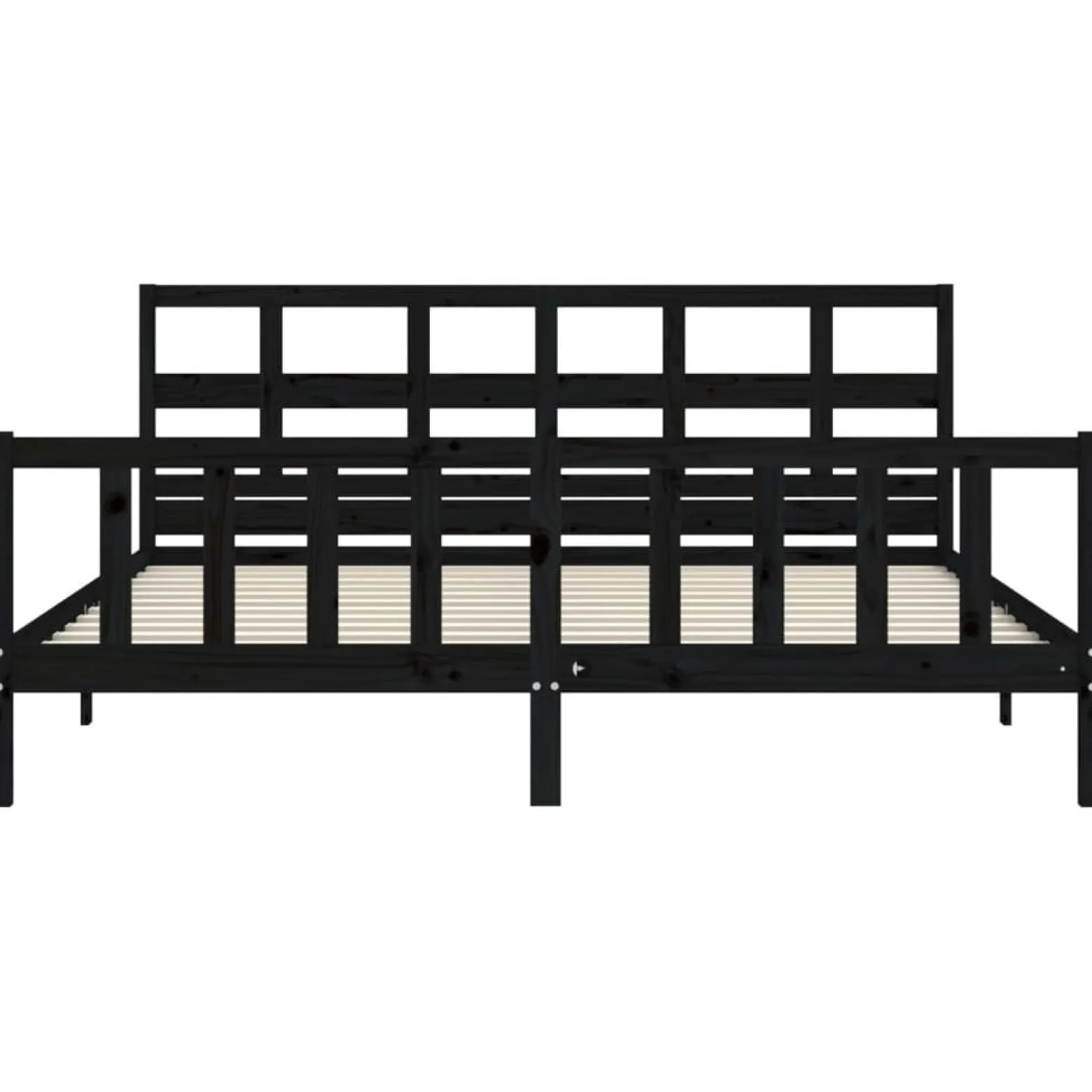 Rama łóżka z wezgłowiem czarna 200x200 cm lite drewno