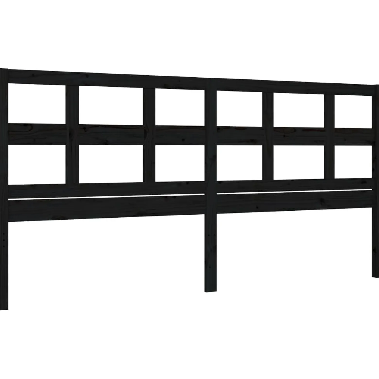 Rama łóżka z wezgłowiem czarna 200x200 cm lite drewno