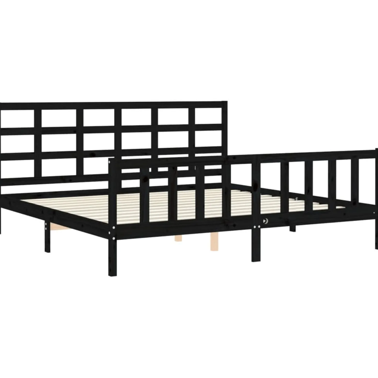 Rama łóżka z wezgłowiem czarna 200x200 cm lite drewno