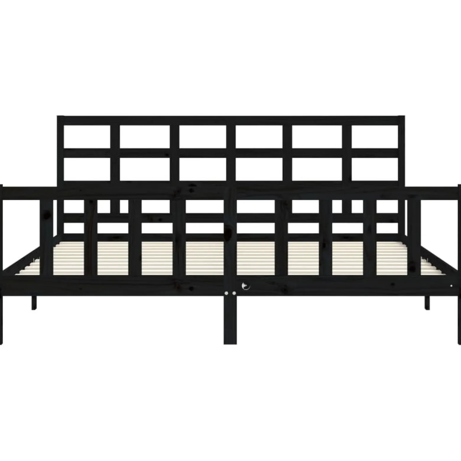 Rama łóżka z wezgłowiem czarna 200x200 cm lite drewno