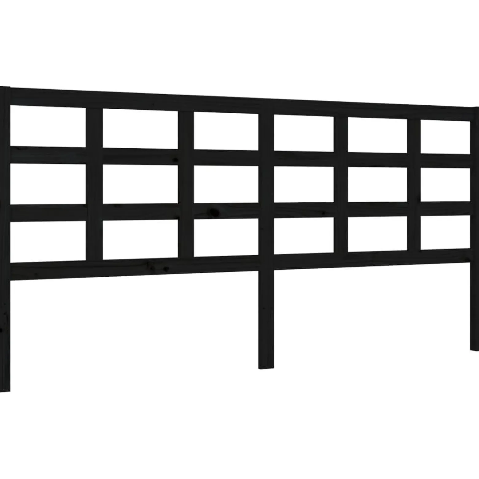 Rama łóżka z wezgłowiem czarna 200x200 cm lite drewno