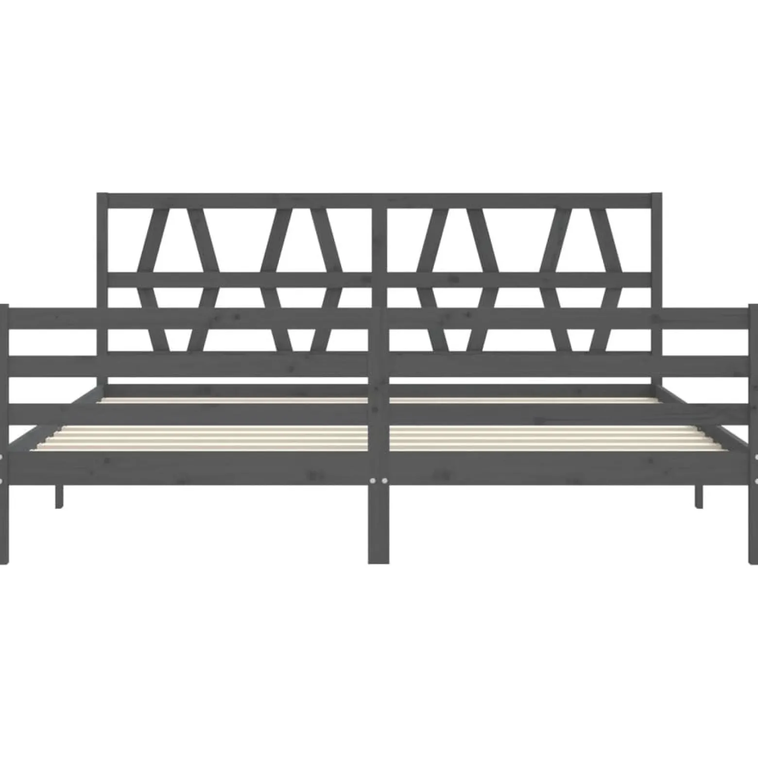 Rama łóżka z wezgłowiem szara 200x200 cm lite drewno
