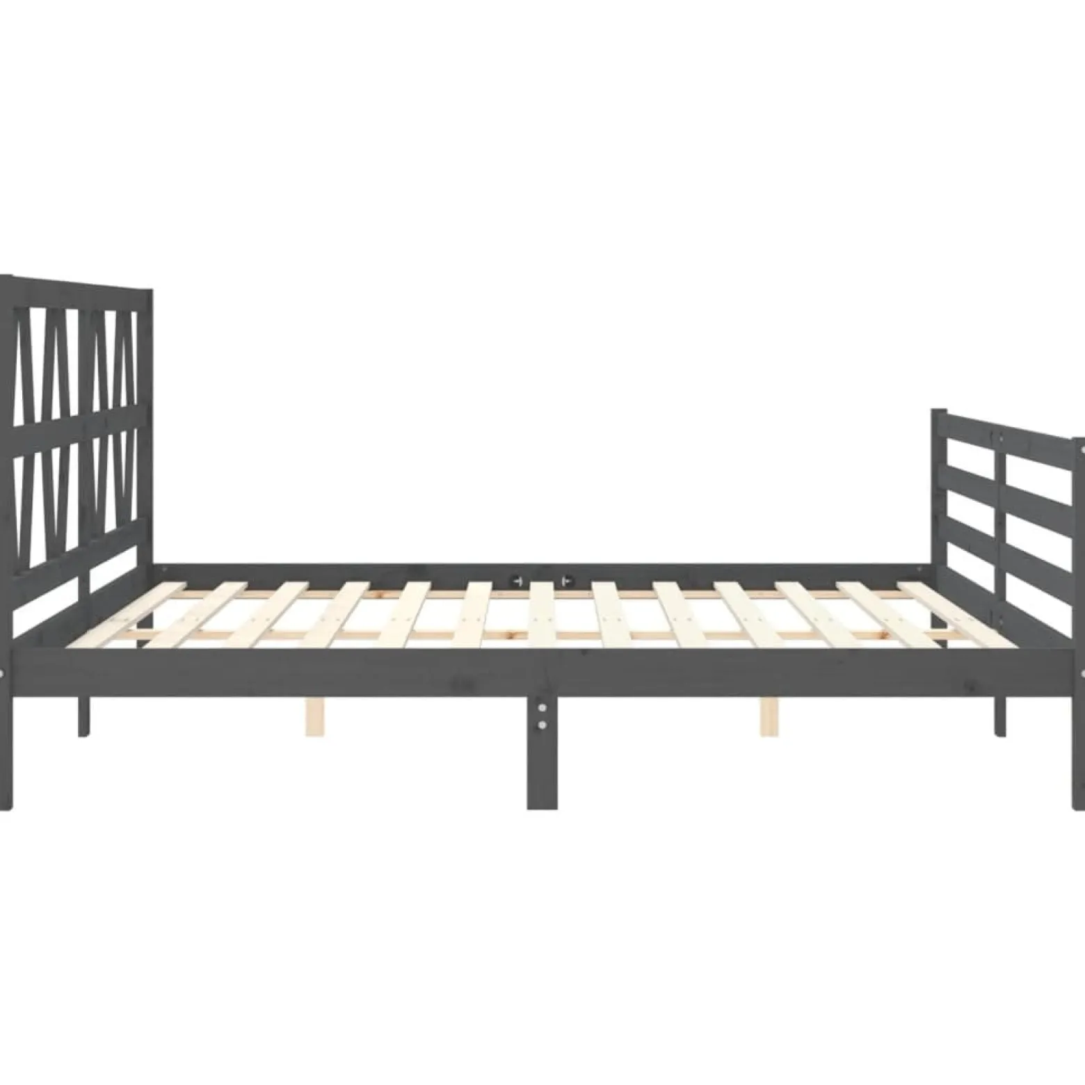 Rama łóżka z wezgłowiem szara 200x200 cm lite drewno