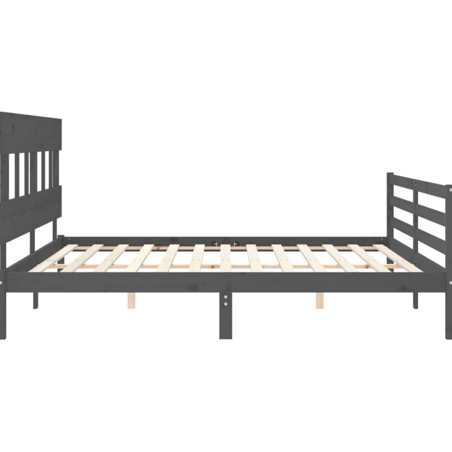 Rama łóżka z wezgłowiem szara 200x200 cm lite drewno