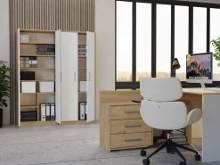 Regał Biurowy OLIV 2D 2 Drzwi Do Biura Do Gabinetu Salonu dąb artisan biel