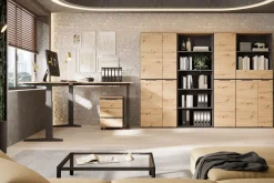 Regał Brego 45 cm z drzwiami antracyt/dąb artisan