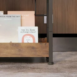 Regał do salonu półka z wejściem usb na książki brąz loft pojemna szafka