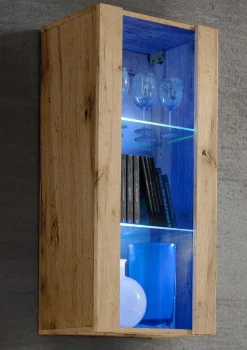 Regał do Salonu Przechowywania, Witryna Szklana Wisząca Dąb Wotan