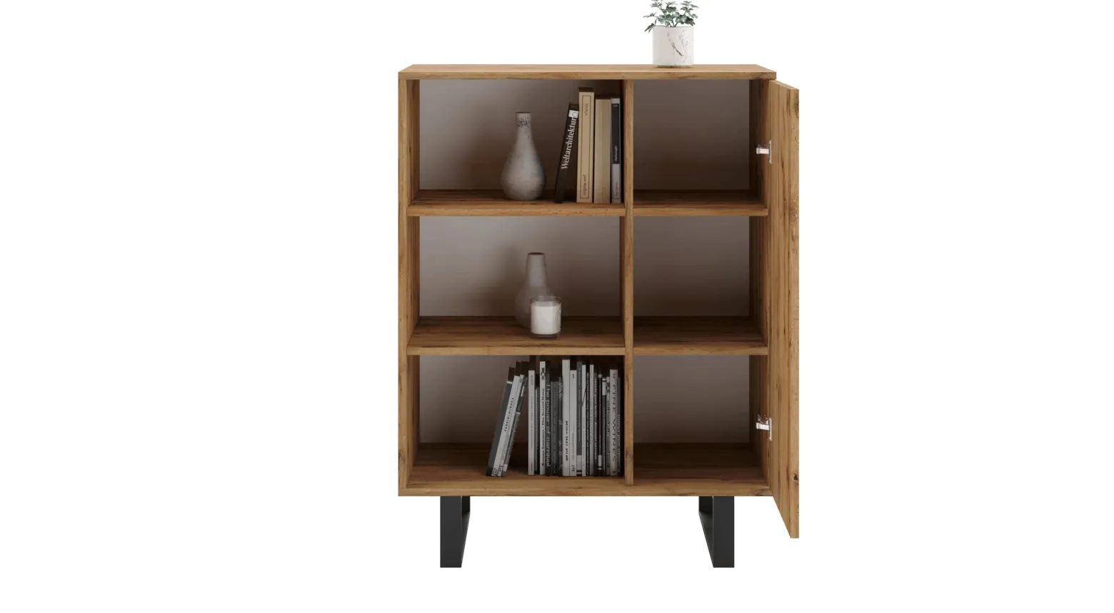 Regał Fondi loft - dąb craft złoty