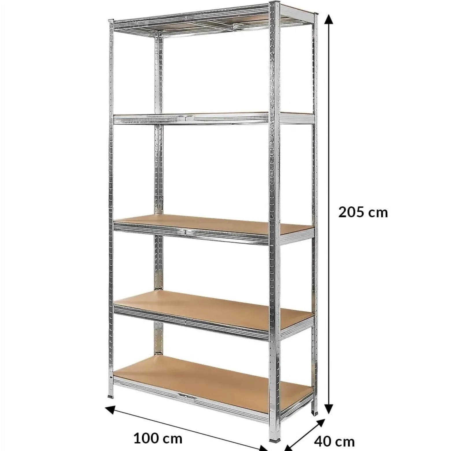 Regał Metalowy Magazynowy 205X100X40 Cm 2W1 5 Półek Garażowy 875Kg Mega-M