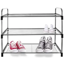 Regał na buty metalowy 3-poziomowy 65,5x30x54 cm