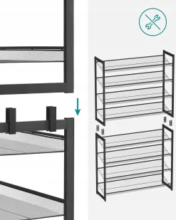 Regał na Buty Metalowy Stojak 8 Półek Do Korytarza Holu