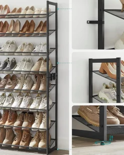 Regał na Buty Metalowy Stojak 8 Półek Do Korytarza Holu