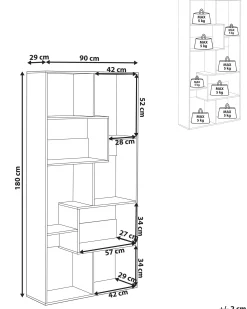 Regał na książki 6 półek CHATEH 180 cm Jasnobrązowy