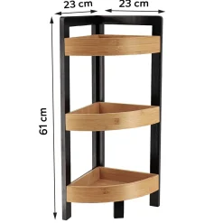 Regał narożny Black Bamboo 3 półki nowoczesny odporny na wilgoć 61 cm