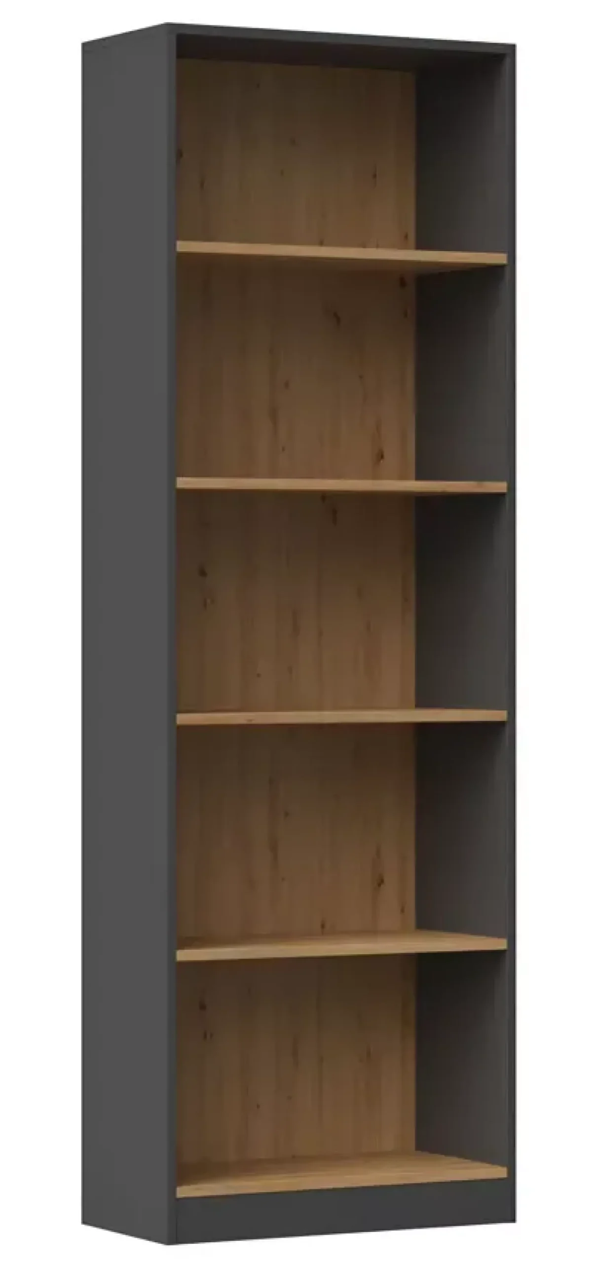 Regał z półkami na książki antracyt + dąb artisan - Rivro