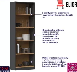 Regał z półkami na książki antracyt + dąb artisan - Rivro
