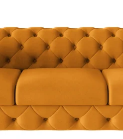 Ropez Chelsea Bis sofa 3 pikowana pomarańczowa nogi srebrne