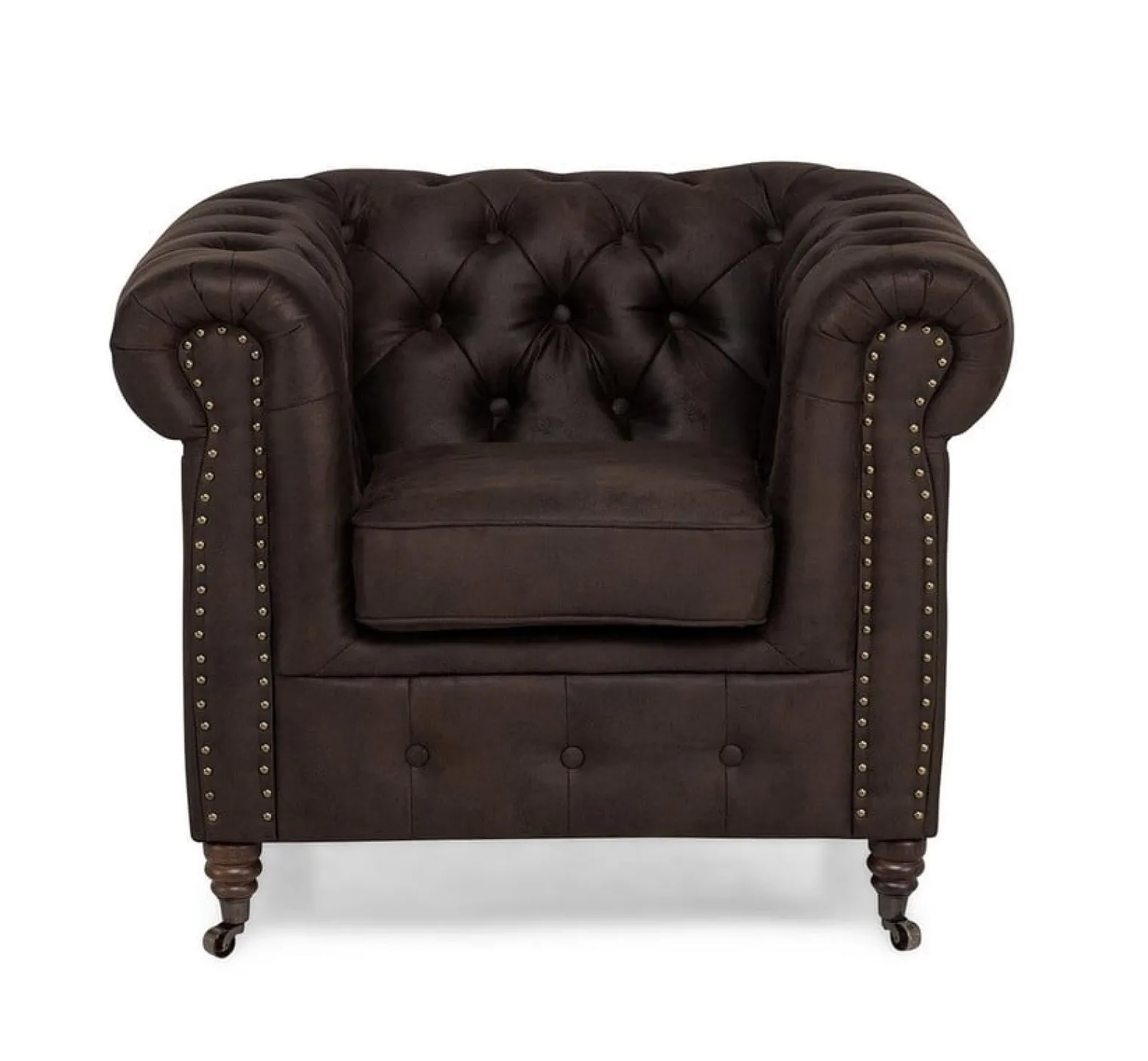 Ropez Chesterfield Oxford fotel pikowany zamsz brązowy