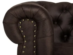 Ropez Chesterfield Oxford fotel pikowany zamsz brązowy