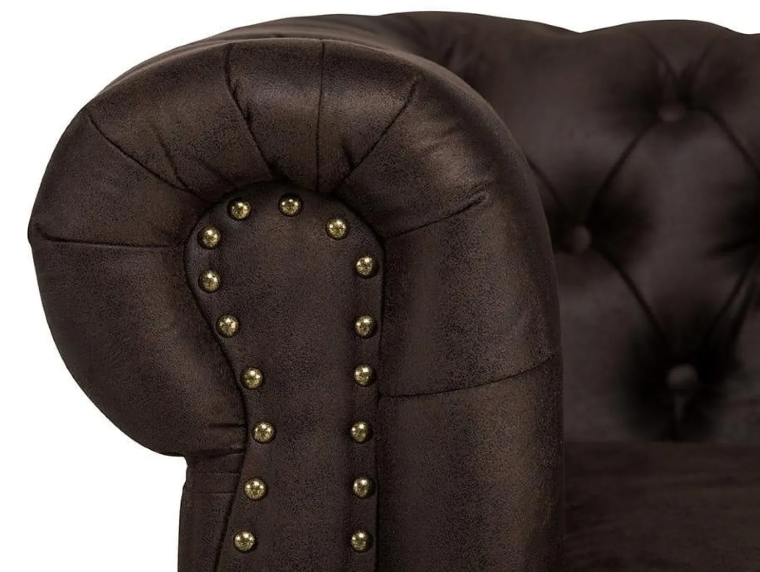 Ropez Chesterfield Oxford fotel pikowany zamsz brązowy