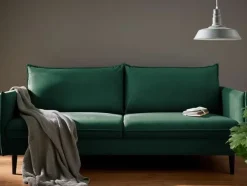 Ropez Juli sofa 3 osobowa wysokie nogi tkanina welur zielony
