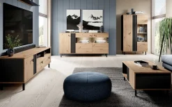 RTV MADIS 138 Dąb artisan + czarny antracyt