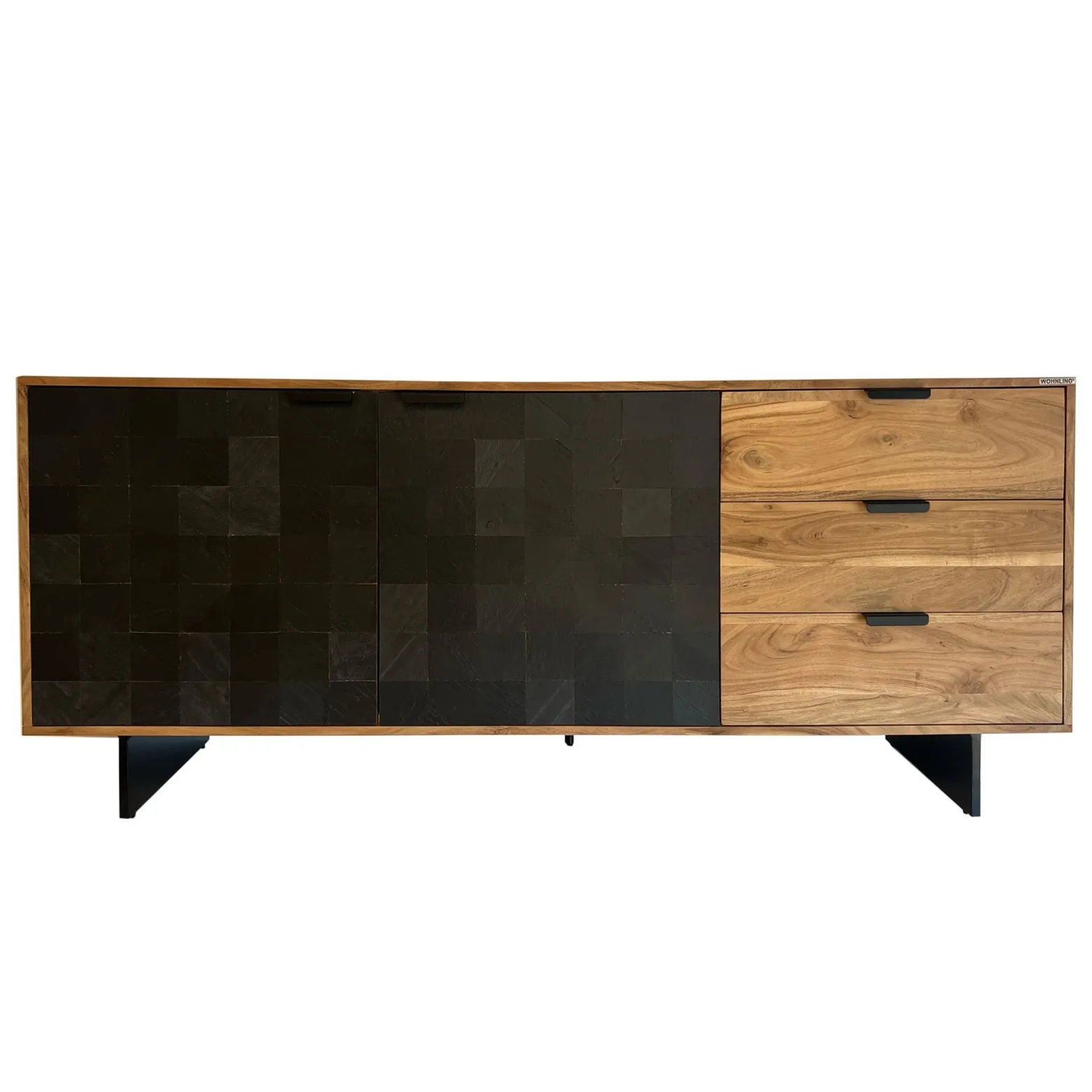 Sideboard z Drewna Akacjowego 175x76x40 cm Komoda z Efektem Kamienia
