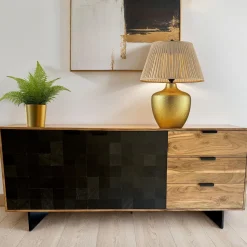 Sideboard z Drewna Akacjowego 175x76x40 cm Komoda z Efektem Kamienia