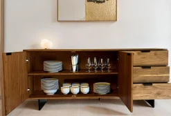 Sideboard z Drewna Akacjowego 175x76x40 cm Komoda z Efektem Kamienia