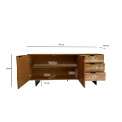 Sideboard z Drewna Akacjowego 175x76x40 cm Komoda z Efektem Kamienia