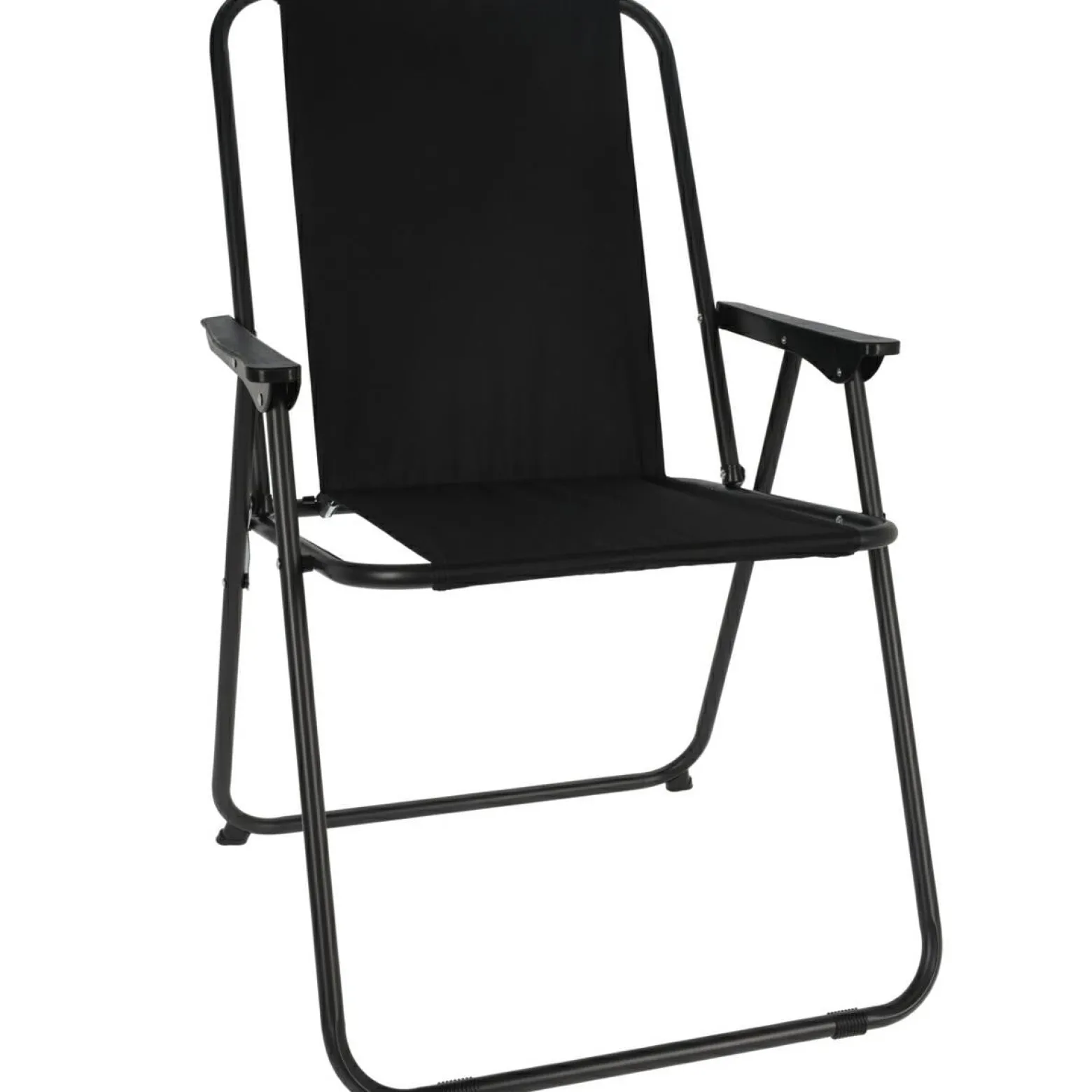 Składane krzesło turystyczne kempingowe czarne stalowe poliester 600D 85 cm