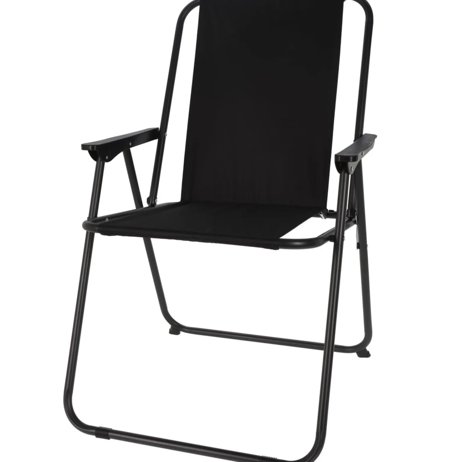 Składane krzesło turystyczne kempingowe czarne stalowe poliester 600D 85 cm