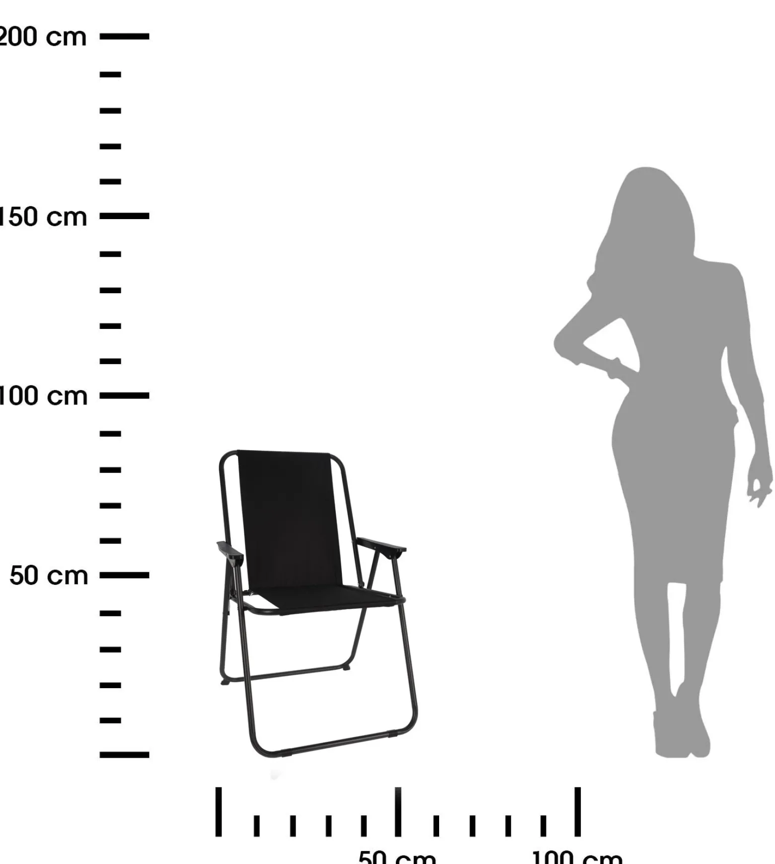 Składane krzesło turystyczne kempingowe czarne stalowe poliester 600D 85 cm