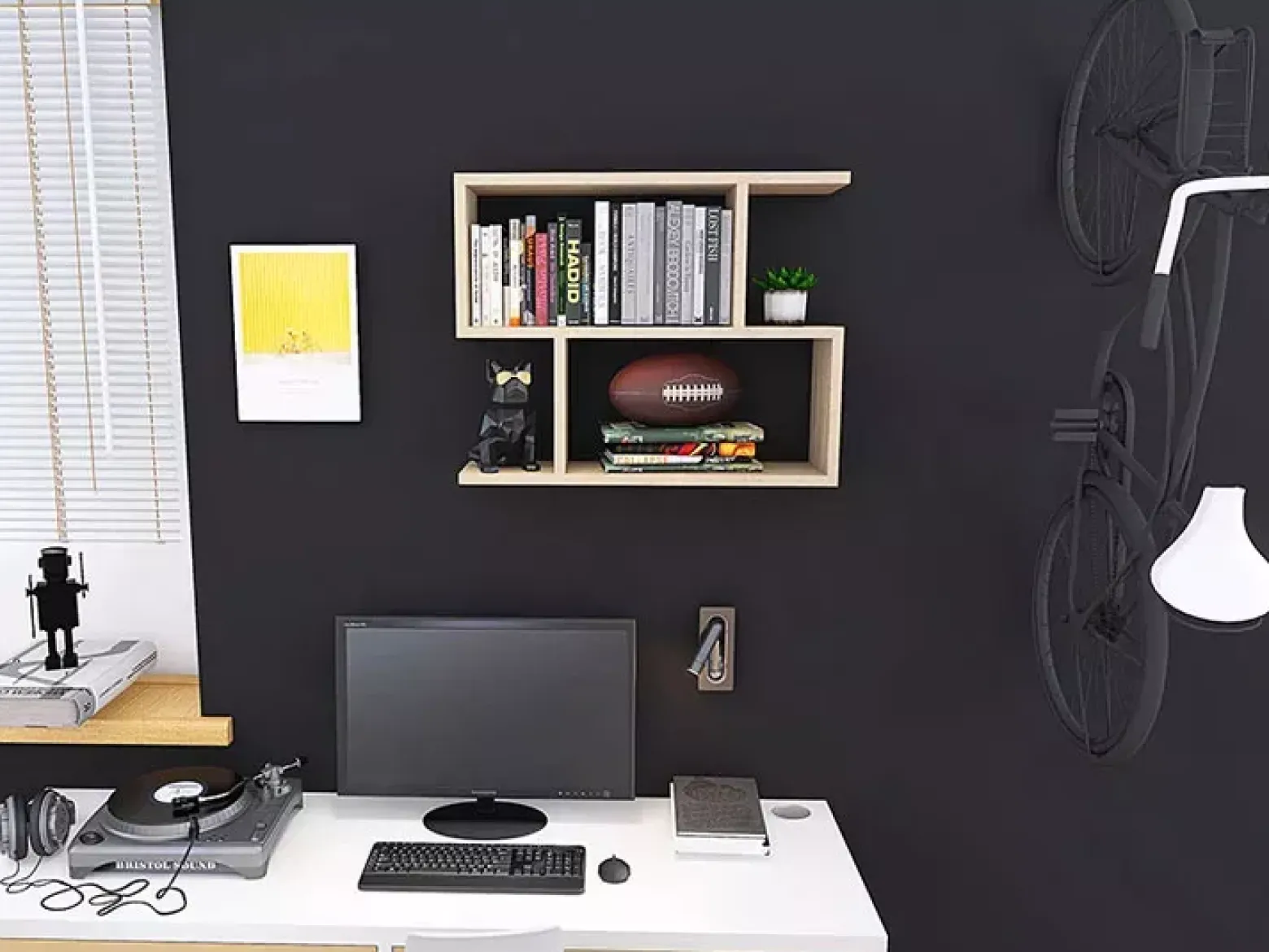 Skandynawska półka ścienna w kolorze olcha - Tiero