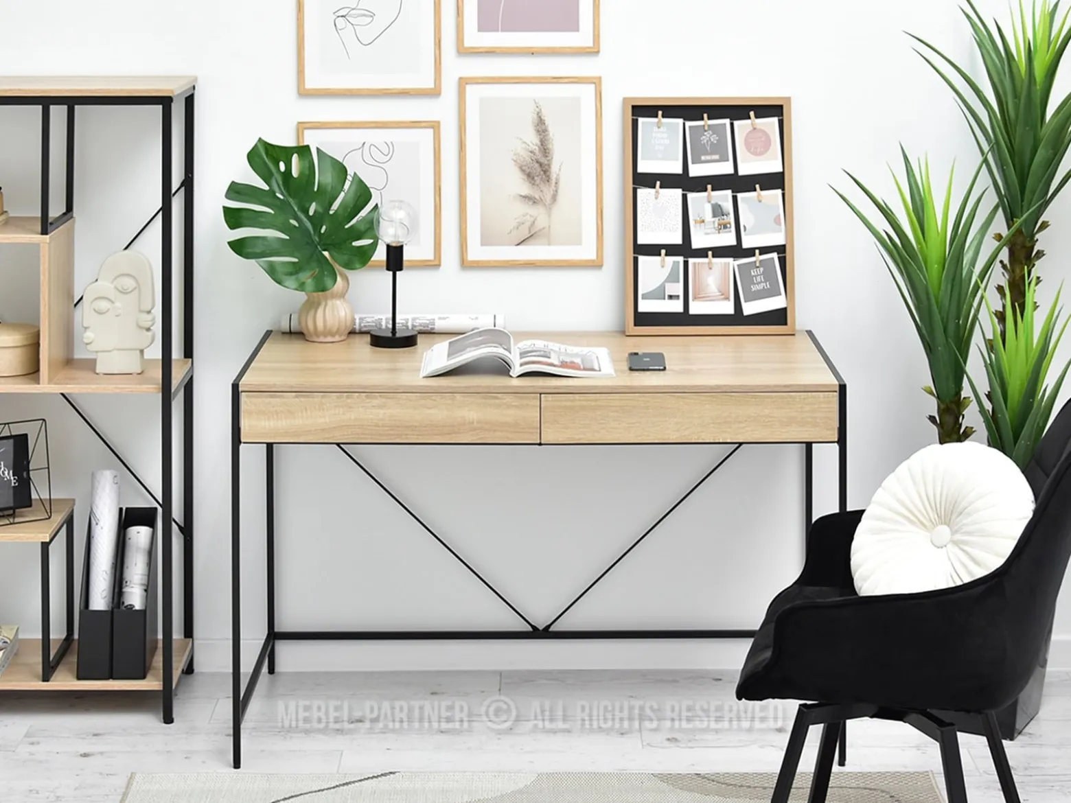 Skandynawskie Biurko Unif Sonoma Czarne Home Office