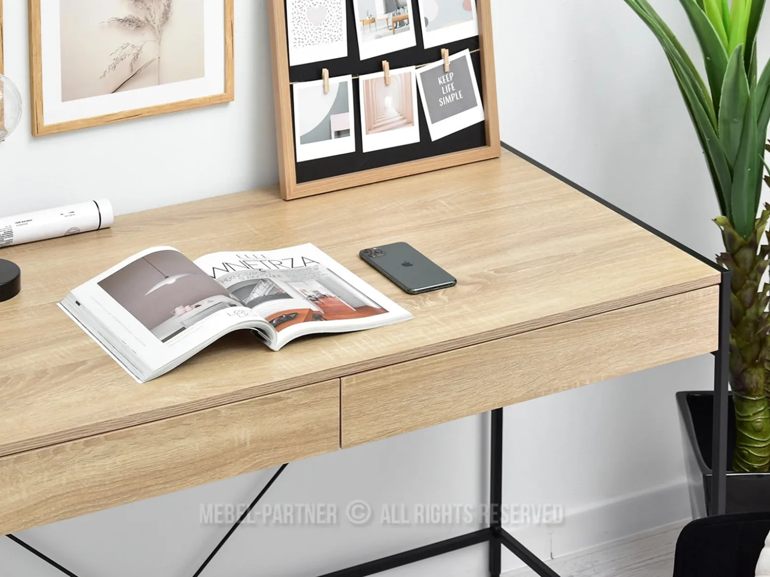 Skandynawskie Biurko Unif Sonoma Czarne Home Office