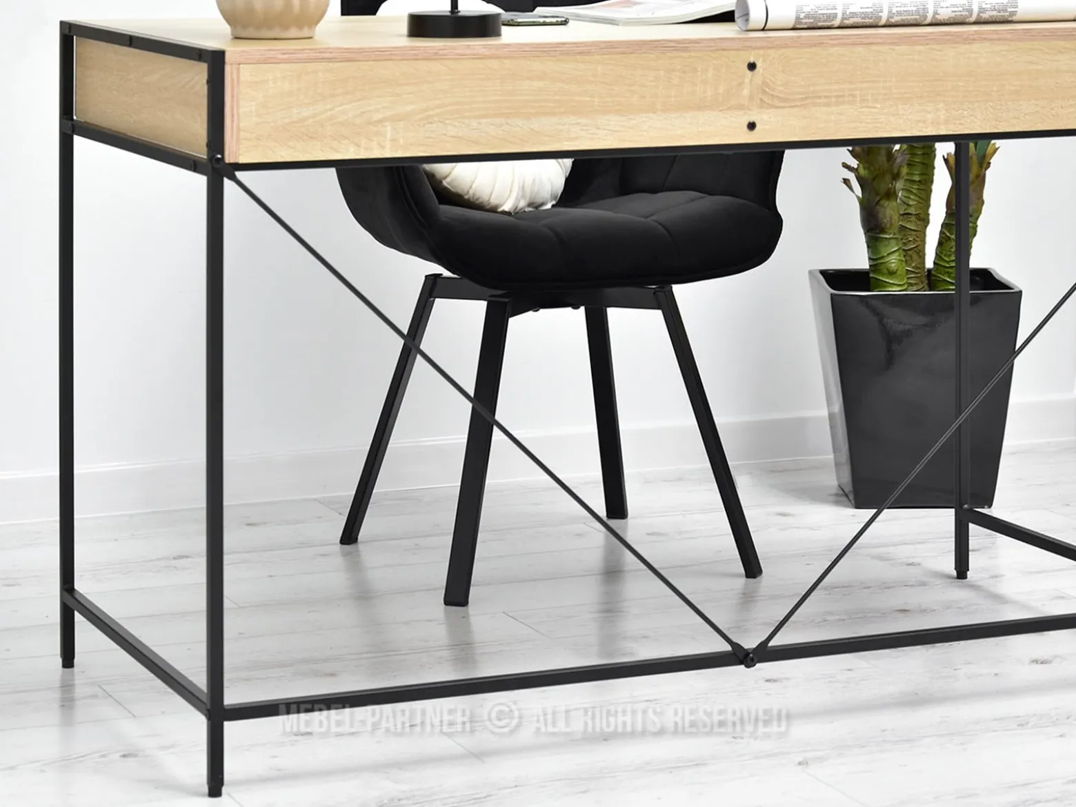 Skandynawskie Biurko Unif Sonoma Czarne Home Office