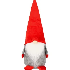 Skrzat 28 cm krasnal świąteczny, gnom czerwony, szary