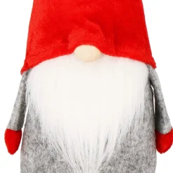 Skrzat 28 cm krasnal świąteczny, gnom czerwony, szary