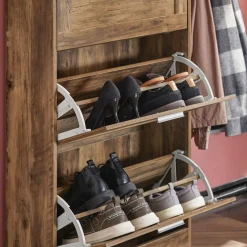 SoBuy Szafka na buty z dwoma drzwiczkami Brązowy Vintage FSR137-L-F