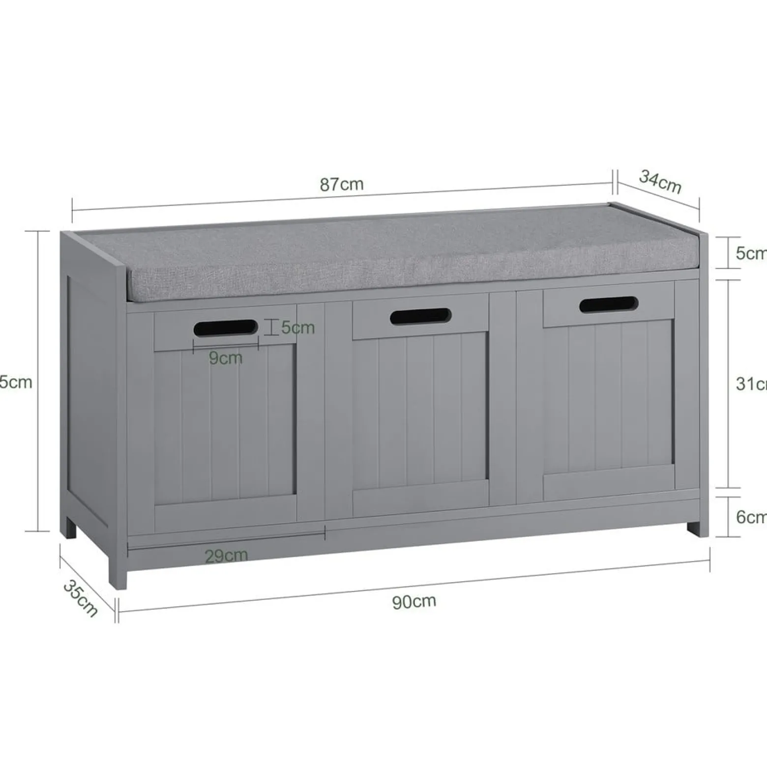 SoBuy Ławka na buty z 1 szufladą Szary 90x35x44.5cm Funkcjonalny FSR80-SG