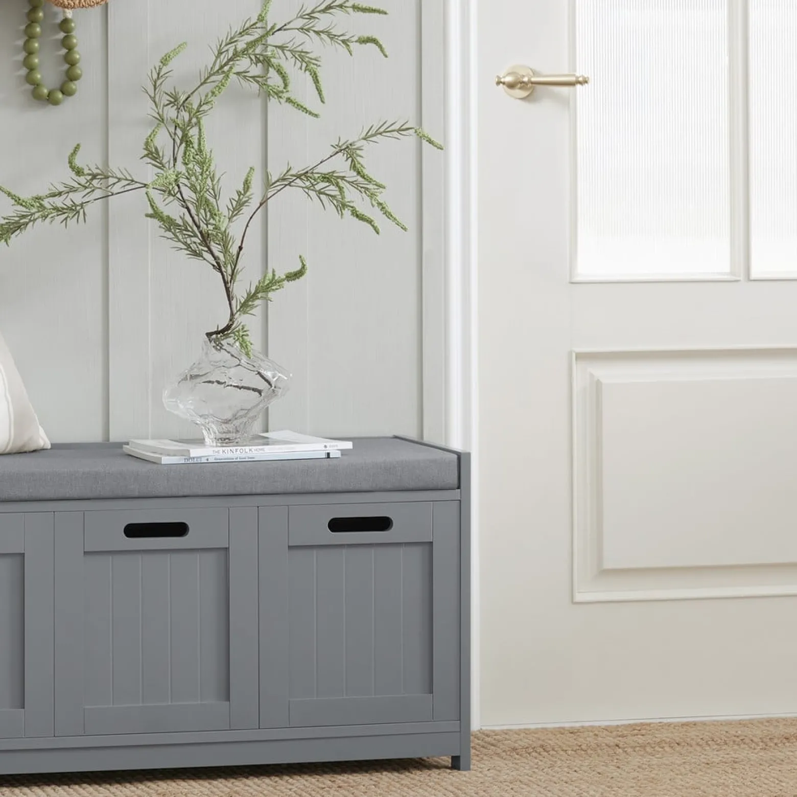 SoBuy Ławka na buty z 1 szufladą Szary 90x35x44.5cm Funkcjonalny FSR80-SG