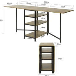 SoBuy Biurko komputerowe z trzema półkami 180x60x76.5cm FWT62-N