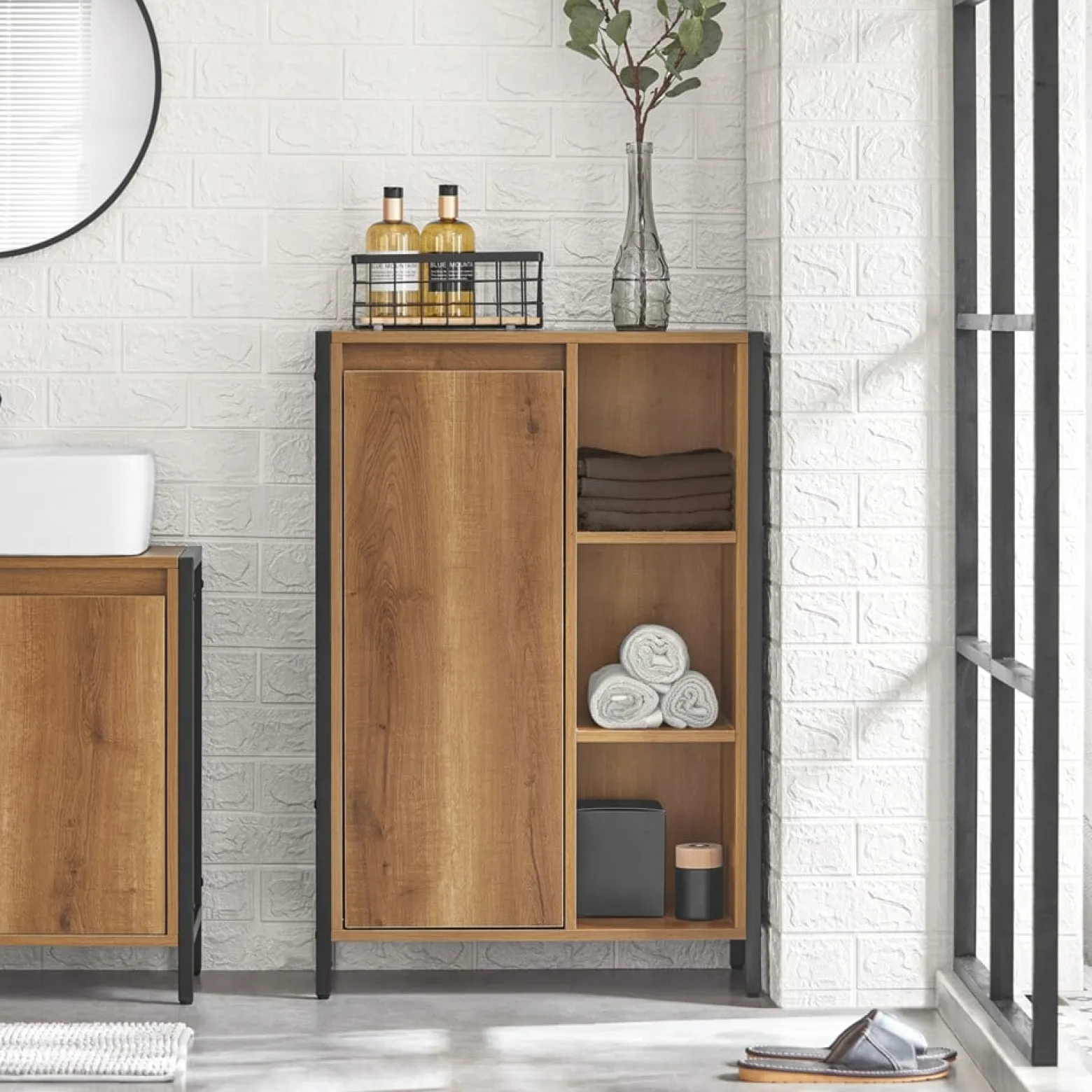 SoBuy Komoda na bieliznę z 1 drzwiami Ciemnobrązowy 60x30x90cm BZR65-PF