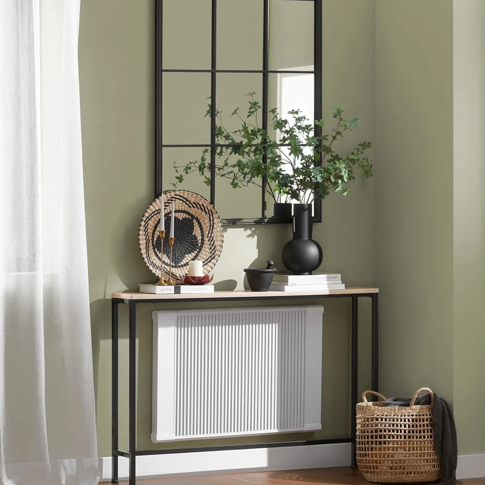 SoBuy Konsola do przedpokoju Jasny dąb 120x20x80cm Nowoczesny FSB19-XL-Z