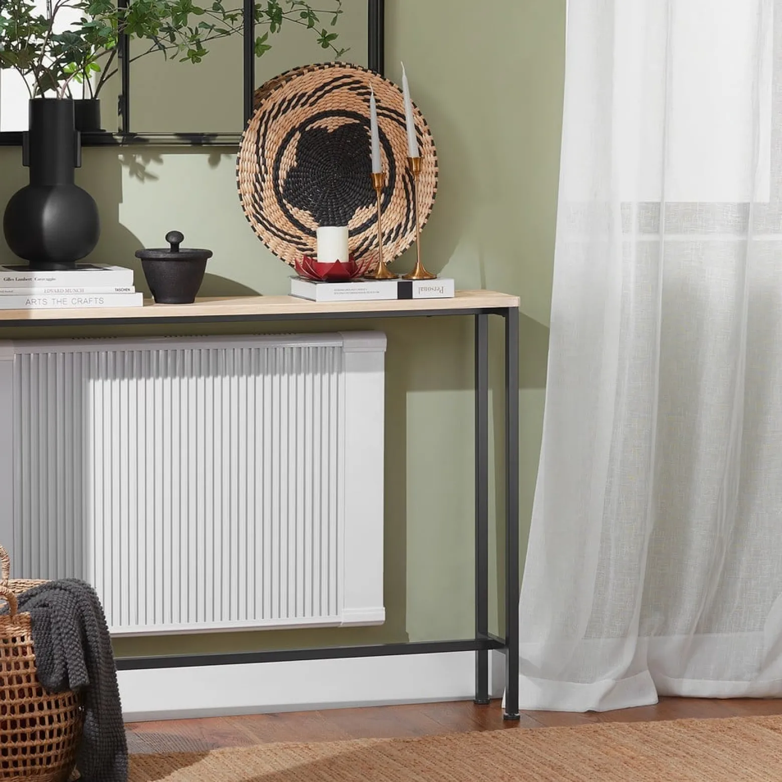 SoBuy Konsola do przedpokoju Jasny dąb 120x20x80cm Nowoczesny FSB19-XL-Z